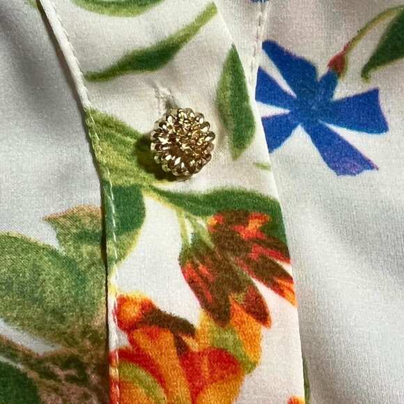 Maison d’Amélie Floral Button-Down Blouse – Cream Multicolor – Size XL - Picture 3 of 4